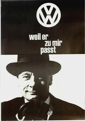 Original Vintage Poster VW AUTOMOBILE SWISS GENTLEMEN C.1960 • $400
