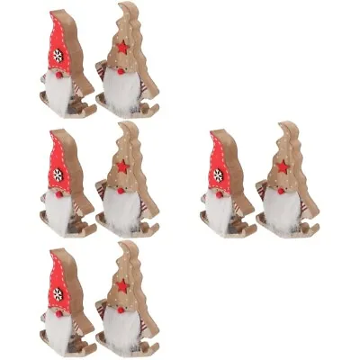  8 Pcs Wooden Christmas Decoration Elder Adorable Xmas Tabletop • £33.35