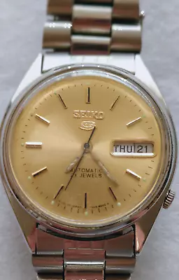 Vintage Seiko 5 6309-570A 17J Gents Automatic Gold Dial In VG Working  Condition • £25