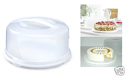 Plastic Cake Box Tub With Clips Handle Storage Containers Carriers Airtight Lid  • £8.95