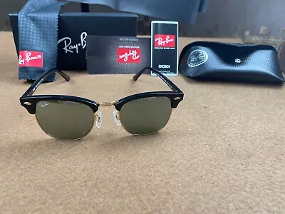 Ray-Ban RB3016 Sunglasses CLUBMASTER Gold/Green • $48.99