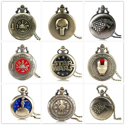 Steampunk Retro Quartz Pocket Watch Chain Vintage Magic School Necklace Gift • $2.75