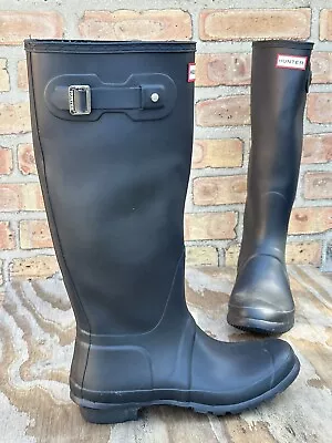 Hunter Women's Original 17” Tall Black Rain Boots Black Size 10 • $37.49