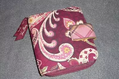 VERA BRADLEY Bifold MINI ZIP WALLET ~ $25 PICCADILLY PLUM Pink Beige Floral Snap • $9.95