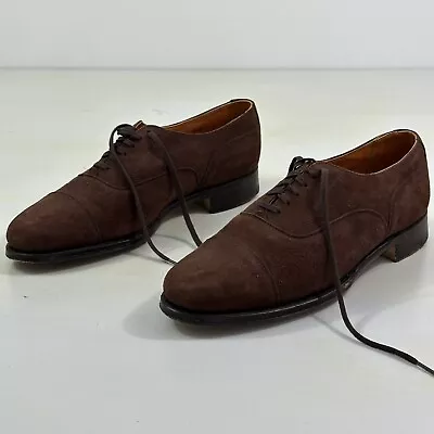 Bench Made Cole Haan Suede Shoes Men 7.5 Cap Toe Brown Made In England Leather • $69.99