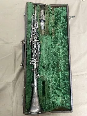 RARE American Easy Play Metal Clarinet Silver Plated Vintage Leather Case • $150