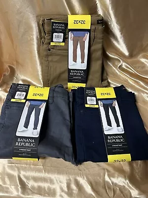 Lot Of 3 : Banana Republic STRETCH 5 Pocket Comfort Pants 32x32 Beige Navy Gray • $47