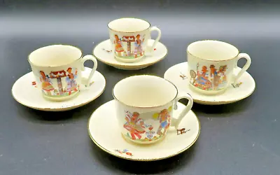 VTG Set German Demitasse Cup Saucer Sets Cream Color Traditional Dance Scenes • $42.50