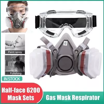 6200 Full Face Gas Mask Chemical Spray Painting Respirator Reusable With Glasses • $25.95