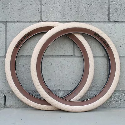 PAIR OF ECLAT BMX MORROW BICYCLE TIRES TAN W/ GUM SIDEWALLS 20x2.40  TY MORROW • $74.95