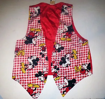 Rare Disney MICKEY MOUSE - 1990s SHIMMERING RED VEST Size S / M - NEVER WORN • $62.50