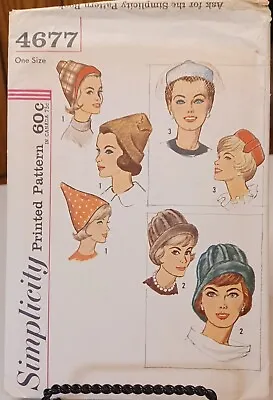 4677 Simplicity SEWING Pattern UNCUT Misses One Size Vintage Hats Pillbox  Nets • $9.99