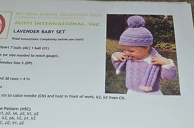 Misti Alpaca Knitting Pattern Lavender Baby Set 3-6 Mos  Hat Scarf Sweater • $2.50
