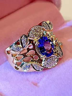 14k Tanzanite & Diamond Ring By Laura Ramsey Yellow Gold • $650