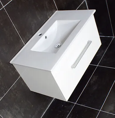 £149.99 • Buy Savu 800mm Wall Hung Vanity Unit White Gloss Square Basin Sink Unit