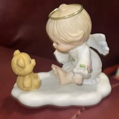 Vintage 1991 Enesco Ruth Morehead Holly Babes Angel Figurine With Bear • $9.99