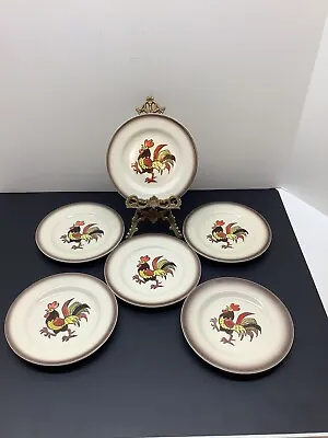 (6)Vintage Metlox Poppytrail Red Rooster 6.5” Bread Plate California Pottery EUC • $29.99