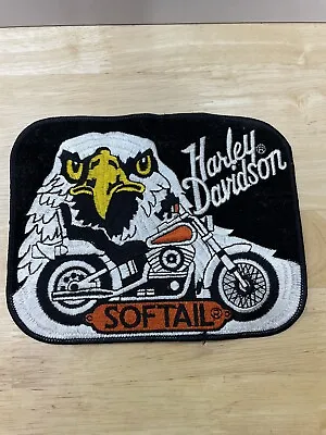 Vintage HARLEY-DAVIDSON Softail Logo Motorcycle Eagle Head Patch 7.5”x5.75” • $30