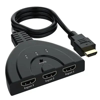 4K 3-Port HDMI Splitter Switch Cable 2ft 3 In 1 Out Auto High Speed Switcher Spl • $9.99