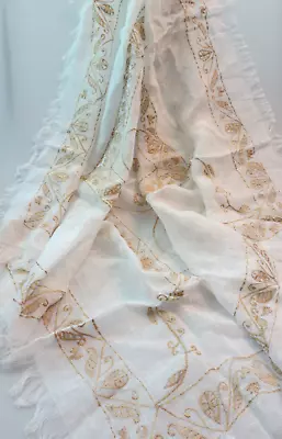 Nwt Gorgeous Linen Embroidered  Echo Design Scarf Shawl • $24