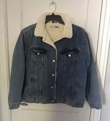 Topstop Moto Petite Sherpa Lined Denim Jacket • $30