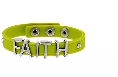 Steel By Design Faith Silicone Lime Bracelet 6 -7-3/4  Stainless Steel • $26.26