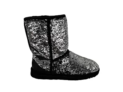 Ugg Australia Boots Winter Classic Short Blue Sequin Shearling Size 8 1002765 • $59.98