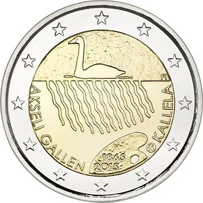 2015 Finland € 2 Euro Uncirculated UNC Coin  Akseli Gallen-Kallela 150 Years  • $6.55