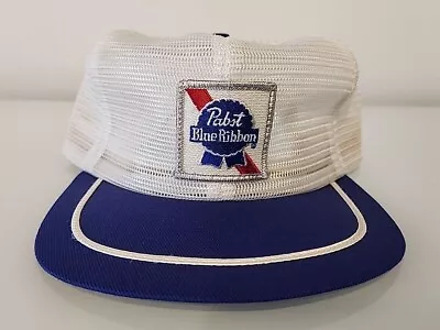 Vintage Pabst Blue Ribbon Beer Trucker Hat Cap Mesh Snapback Made In USA FREE SH • $71.99