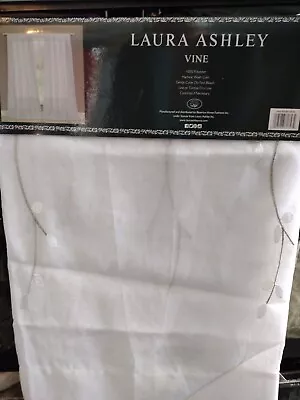 White Pair Laura Ashley VINE Sheer Curtain Rod Pocket Panel 40 X 84  L Vine • $29.99