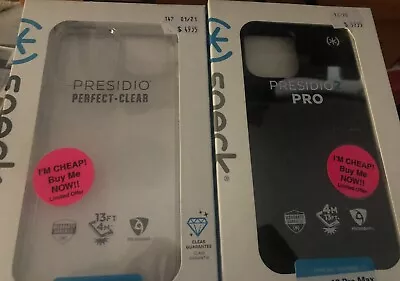 $50 • Buy 2 X Speck Presidio Perfect Clear Suits IPhone 12 Pro Max - Clear And Black BNIB