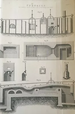 Antique Print Furnaces Engraving Fusion Of Steal C1880's Victorian Industrial • $11.19