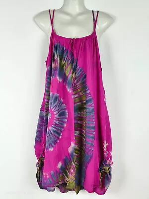 Ladies Tie Dye Double Straps Dress Spiral Sundress Bohemian Peasant Plus Size DB • $28.55