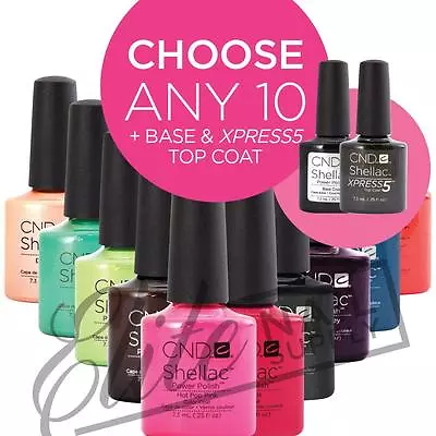 CND SHELLAC - 7.3ml - Any 10 Colours + Base + XPRESS5 Top • $278.95