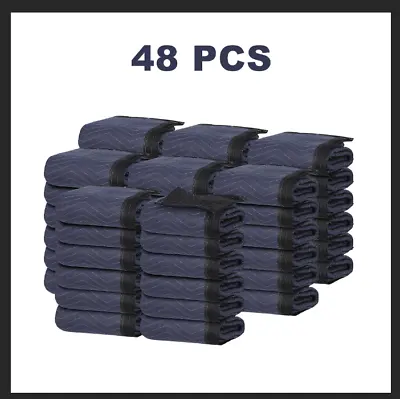 48 Pack 80  X 72  Moving Blankets Pro Economy Black Shipping Furniture Pads • $210.58
