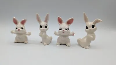 Vintage Lot Ceramic Little White Rabbit Bunny Miniature Easter Spring Wonderland • $14