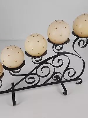 Wrought Iron 5 Round Candle Holder With Candles • $45.50