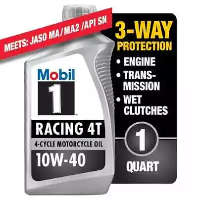 Mobil 1 Racing 4T Full Synthetic Motorcycle Oil 10W-40 (1 Qt) • $31.88
