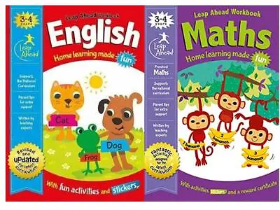 Leap Ahead Home Learning English Maths Workbook KS1 KS2 Age 3-4 4-5 5-6 6-7 • £6