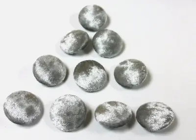 10 X Upholstery Buttons In SILVER GREY - CRUSHED GLITZ VELVET (Size: 25mm) • £4.95
