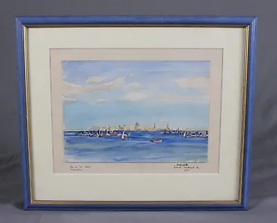 Watercolour WWII Naval Battleships Passing In Front Of RAS EL TIN Palace  • £245