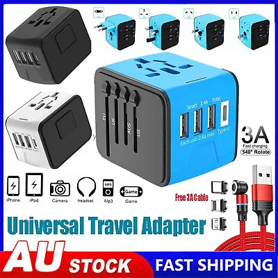 $26.42 • Buy 3USB &Type-C International Universal Travel Adapter Outlet Converter Plug Power