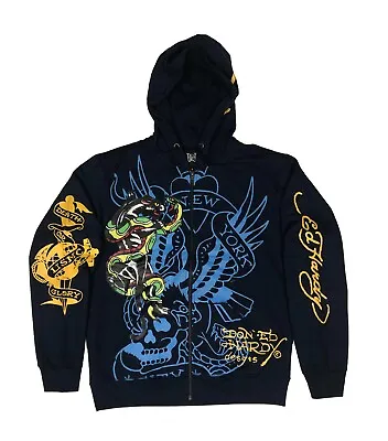 Ed Hardy Panther Bulldog Mens Zip Up : Midnight Navy / Style: EHM130 • $79