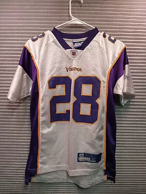 Minnesota Vikings Jersey YOUTH Medium White Reebok Adrian Peterson NFL Boys • $16.99