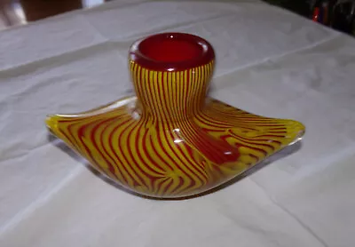 Red And Yellow Cased Glass Vase • $4.99