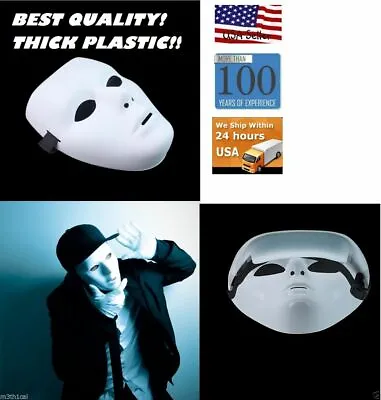 Blank Adult Male White Costume Face Mask Thick Plastic Phantom Dance Crew Group • $9.55