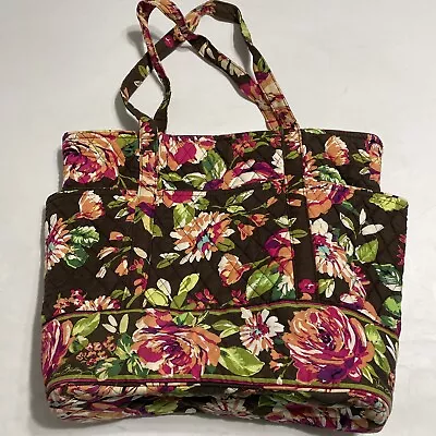 Vera Bradley ENGLISH ROSE Tote Bag 16x13.5 Brown Pink • $20.65