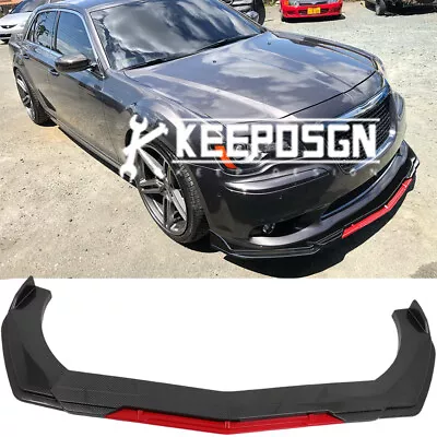 For Chrysler 300 SRT Carbon Fiber Front Bumper Red Lip Splitter Spoiler Body Kit • $109.99