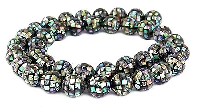 😉 Abalone Mosaic Spheres 10mm Beads Paua / Sea Ears / Sea Opal / Mother Of Pearl 😉 • £2.34