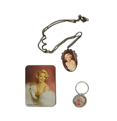 Marilyn Monroe Pendant Necklace Bottle Cap Key Ring & Tin • $14.95